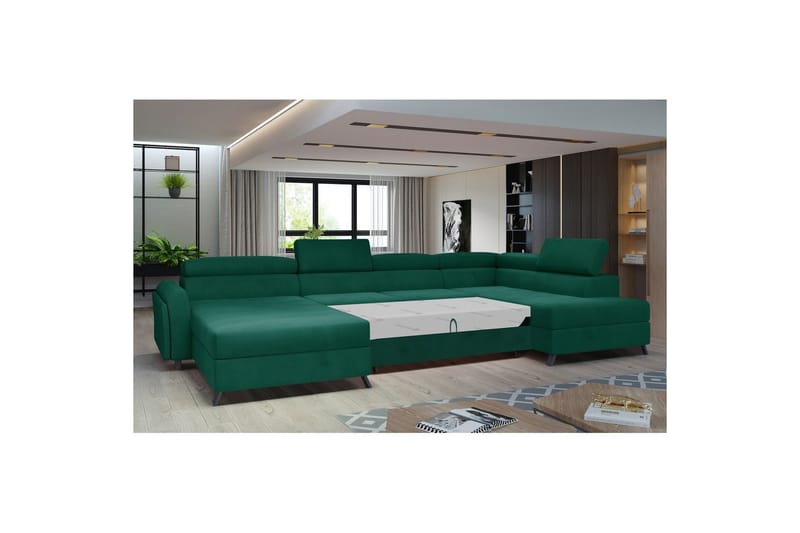 Seksjon Eltap Josette 360x200x92 cm - Monolith 37, Grønn, Høyre - Møbler - Sofaer - Sovesofaer