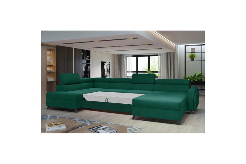 Seksjon Eltap Josette 360x200x92 cm - Monolith 37, Grønn, Venstre - Møbler - Sofaer - Sovesofaer