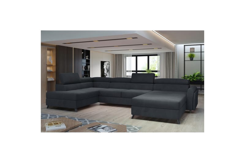 Seksjon Eltap Josette 360x200x92 cm - Monolith 97, Mørk Grå, Venstre - Møbler - Sofaer - Sovesofaer