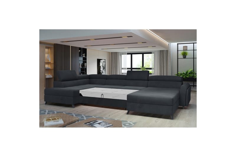 Seksjon Eltap Josette 360x200x92 cm - Monolith 97, Mørk Grå, Venstre - Møbler - Sofaer - Sovesofaer