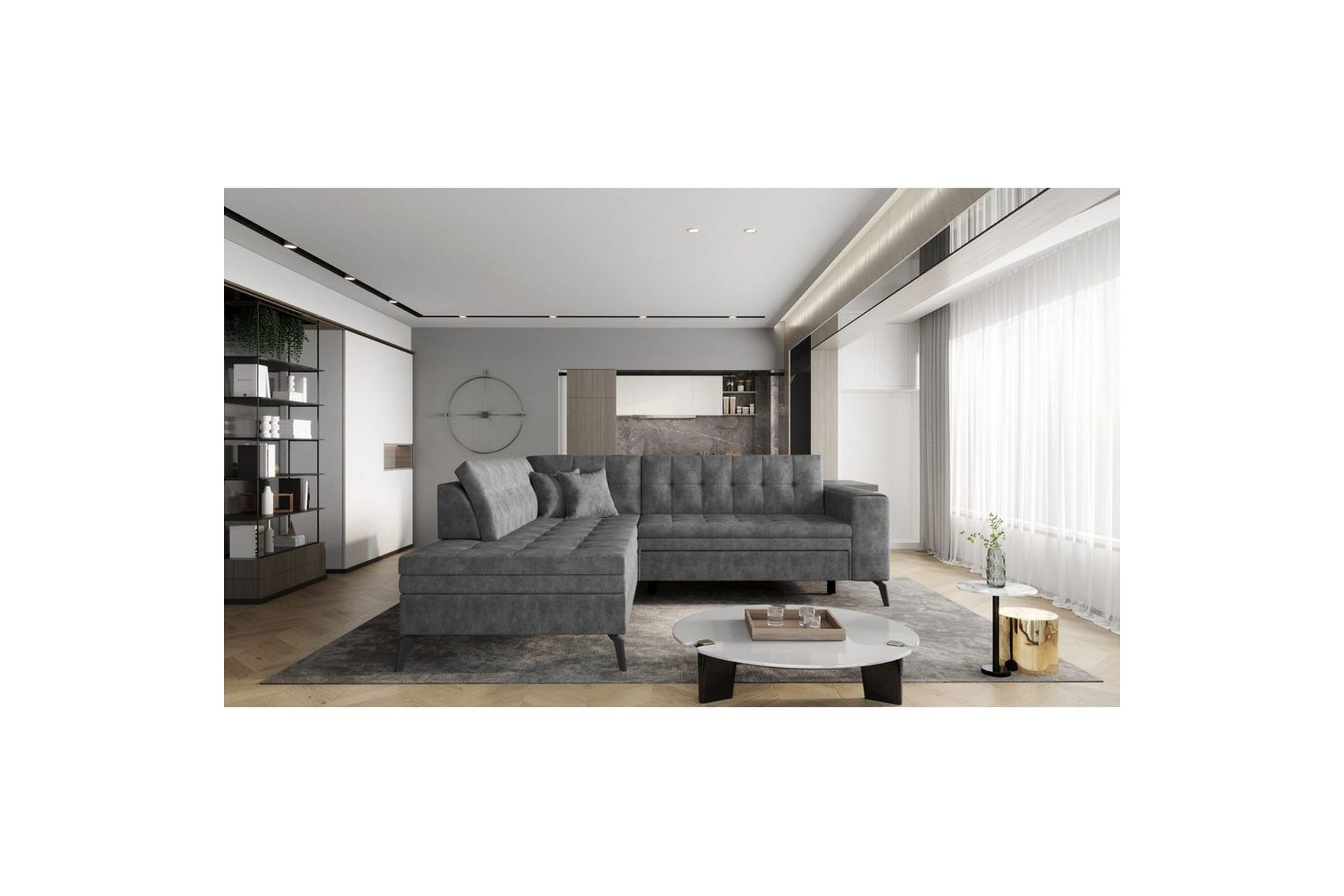 Seksjon Eltap Lanvin 260x210x93 cm - Leve 6, Mørk grå, Venstre