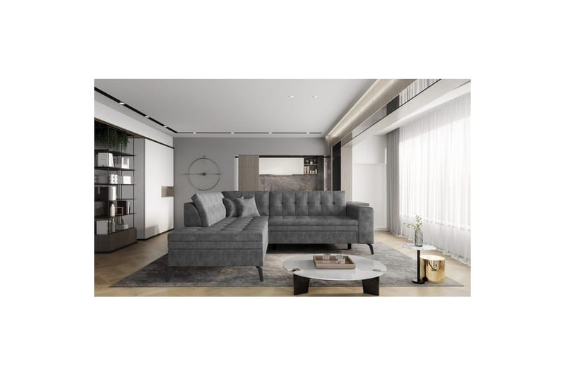 Seksjon Eltap Lanvin 260x210x93 cm, Leve 6, Mørk grå, Venstre