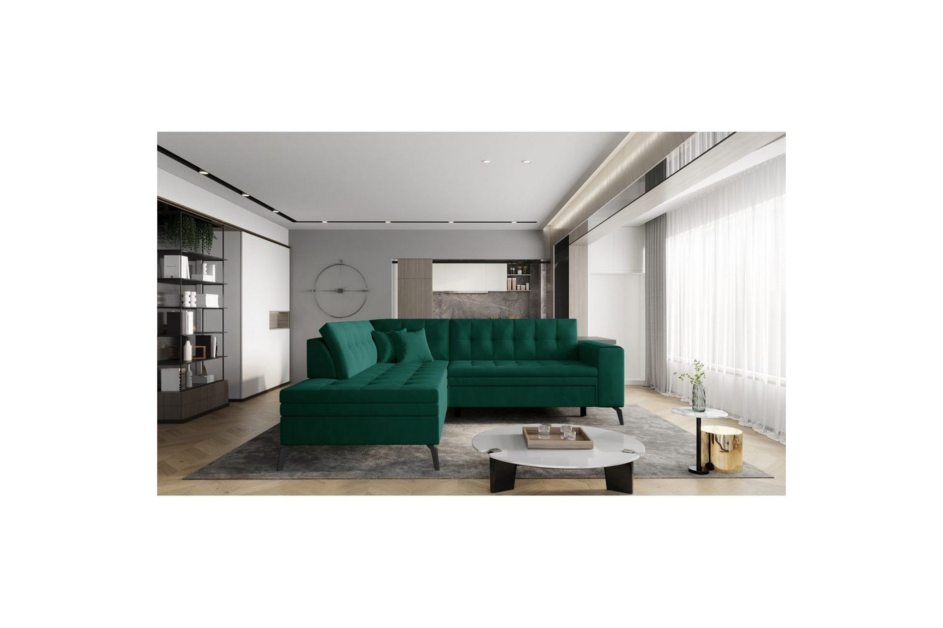 Seksjon Eltap Lanvin 260x210x93 cm - Nube 35, Grønn, Venstre