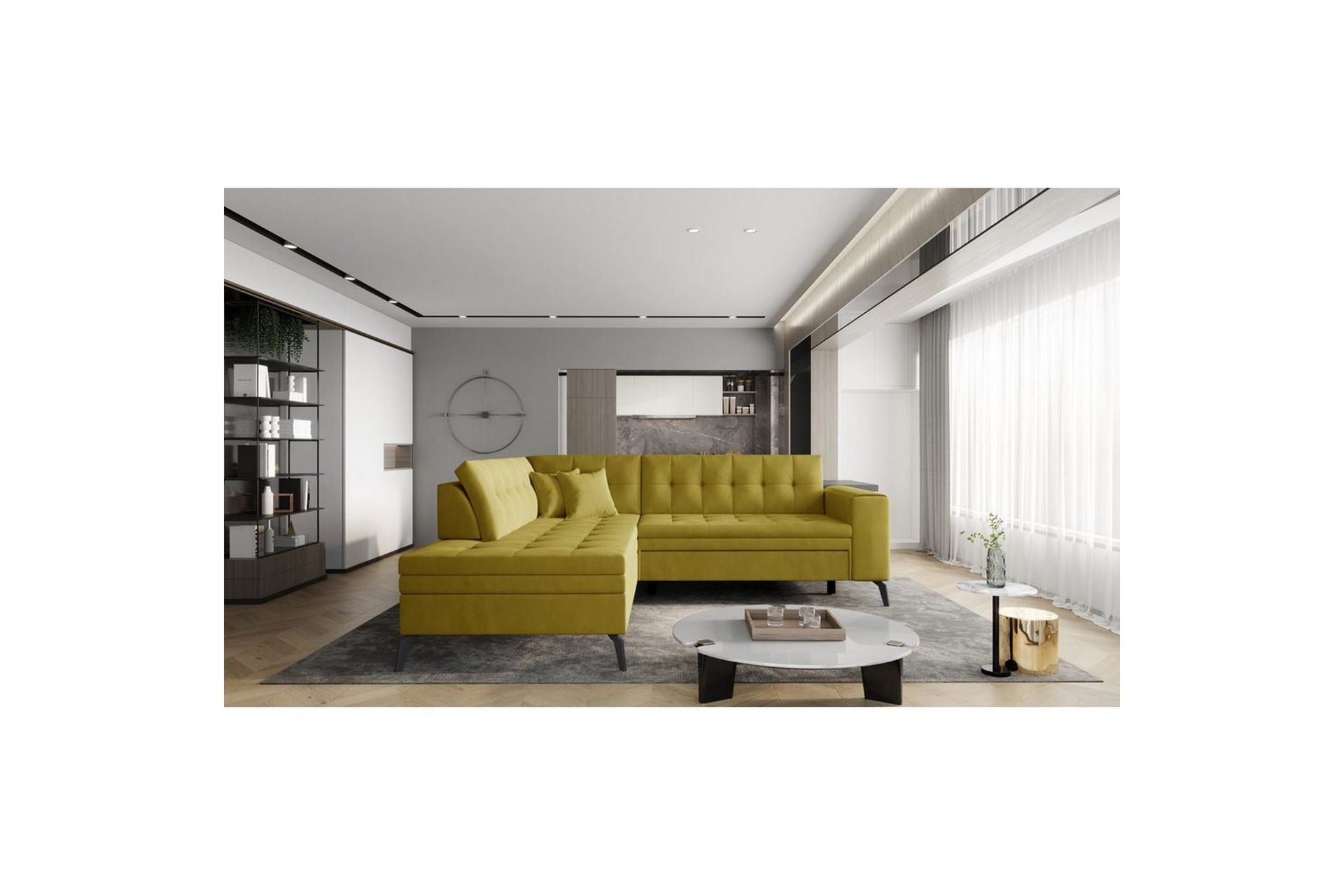 Seksjon Eltap Lanvin 260x210x93 cm - Nube 45, Gul, Venstre