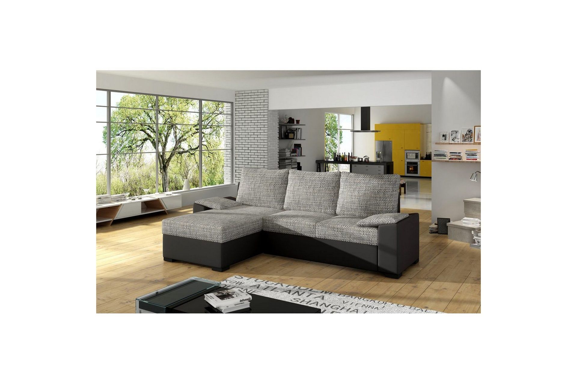 Seksjon Eltap Letto 245x160x90 cm - Berlin 01, Soft 11, Grå, Svart