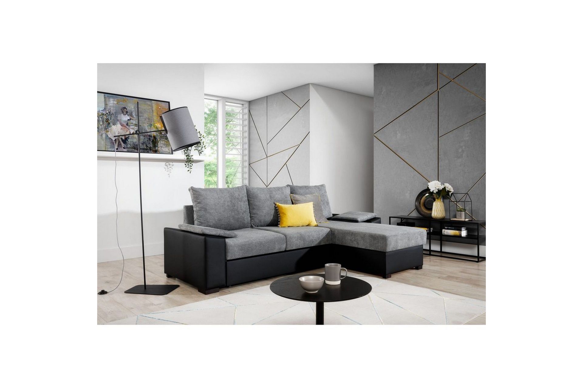 Seksjon Eltap Letto 245x160x90 cm - Omega 13, Soft 11, Grå, Svart