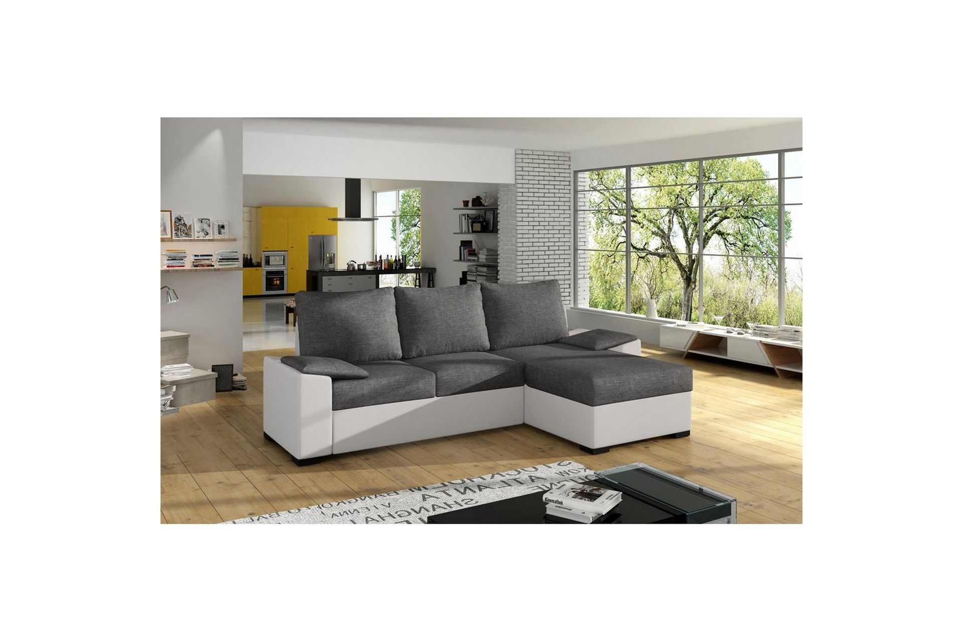 Seksjon Eltap Letto 245x160x90 cm - Sawana 05, Soft 17, Grå, Hvit