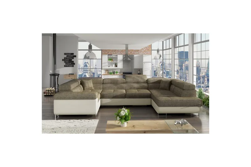 Seksjon Eltap Letto 340x202x90 cm - Berlin 03, Soft 33, Beige, Høyre - Møbler - Sofaer - Sovesofaer
