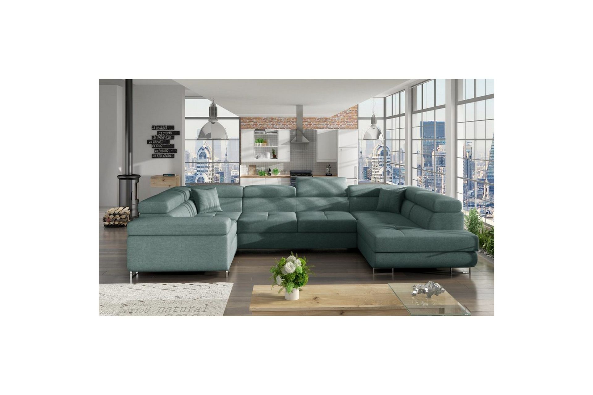 Seksjon Eltap Letto 340x202x90 cm - Cover 70, Blå, Høyre
