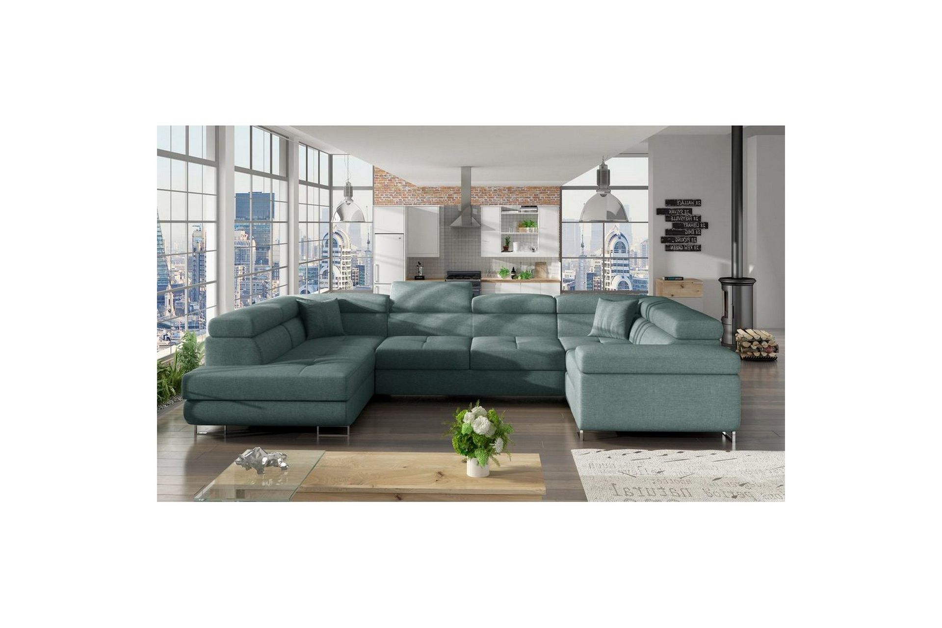 Seksjon Eltap Letto 340x202x90 cm - Cover 70, Blå, Venstre