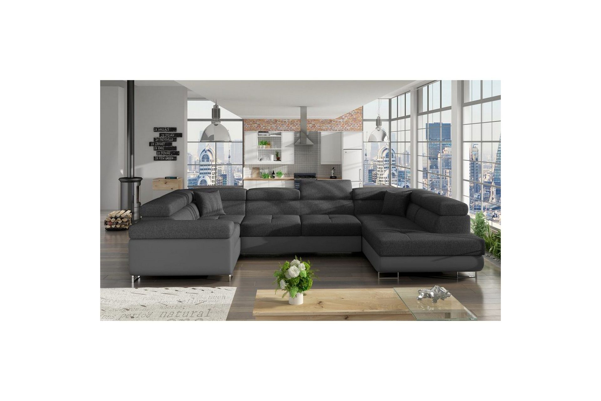 Seksjon Eltap Letto 340x202x90 cm - Inari 96, Myk 29, Mørk Grå, Grå, Høyre