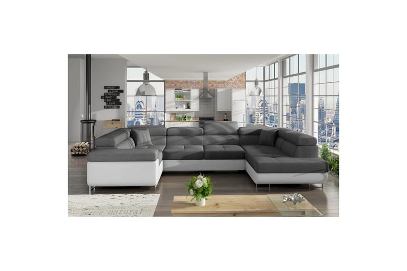 Seksjon Eltap Letto 340x202x90 cm - Sawana 05, Soft 17, Grå, Hvit, Høyre - Møbler - Sofaer - Sovesofaer