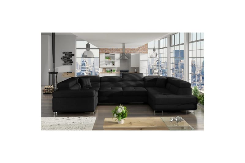 Seksjon Eltap Letto 340x202x90 cm - Sawana 14, Svart, Høyre - Møbler - Sofaer - Sovesofaer