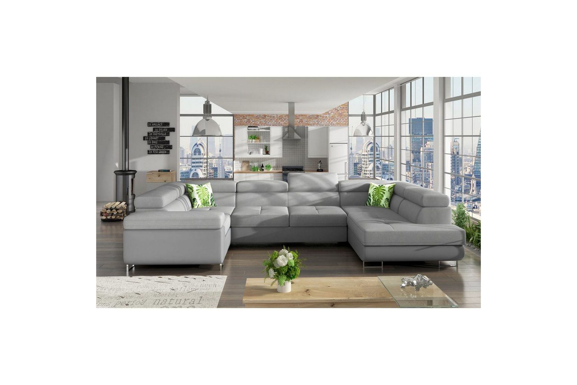 Seksjon Eltap Letto 340x202x90 cm - Soro 83, Soft 29, Puter: Jungle 32, Høyre
