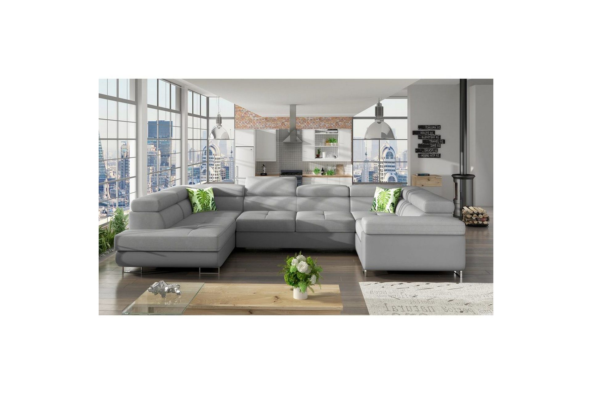 Seksjon Eltap Letto 340x202x90 cm - Soro 83, Soft 29, Puter: Jungle 32, Venstre