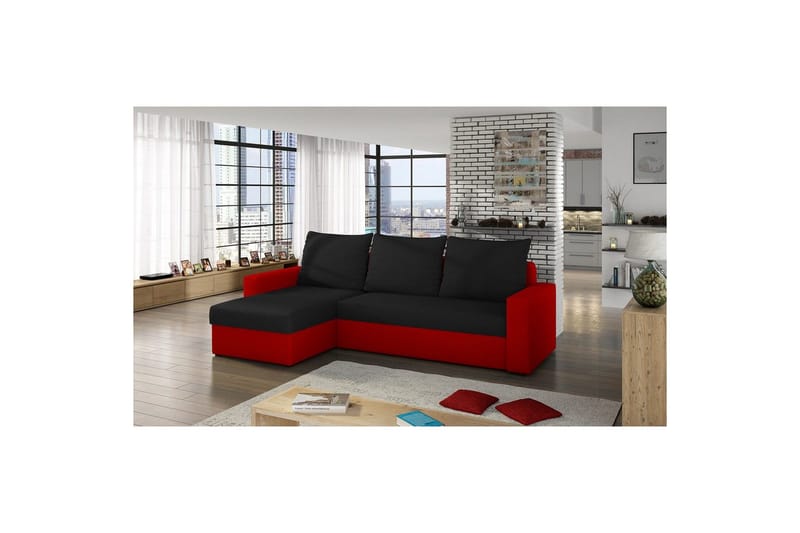 Seksjon Eltap Livio 237x150x72 cm - Alova 04, Alova 46, Svart, Rød - Møbler - Sofaer - Sovesofaer