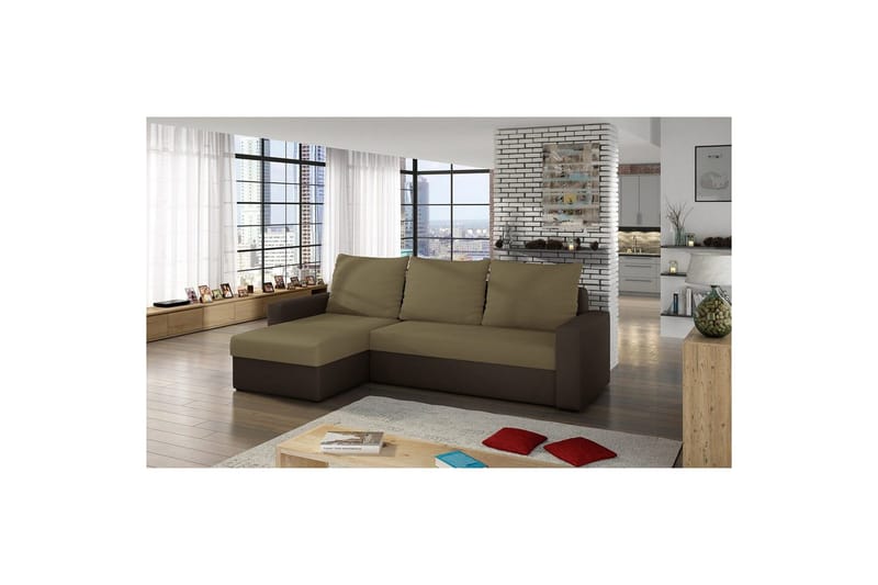 Seksjon Eltap Livio 237x150x72 cm - Alova 07, Alova 67, Beige, Brun - Møbler - Sofaer - Sovesofaer