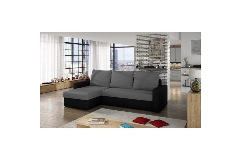 Seksjon Eltap Livio 237x150x72 cm - Alova 10, Alova 04, Grå, Svart - Møbler - Sofaer - Sovesofaer