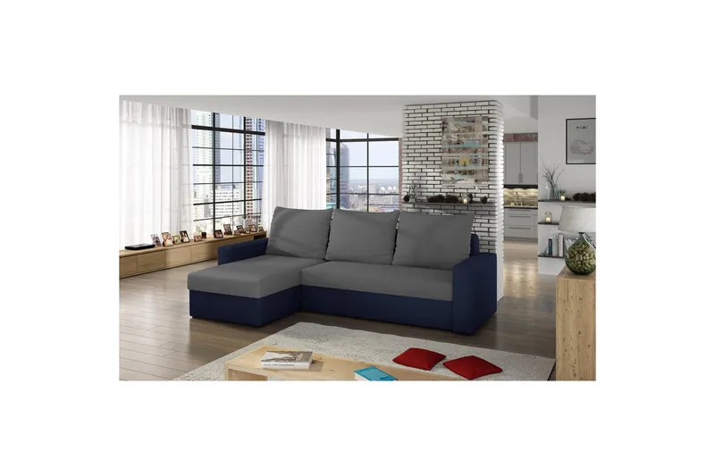 Seksjon Eltap Livio 237x150x72 cm - Alova 10, Alova 79, Grå, Blå - Møbler - Sofaer - Sovesofaer