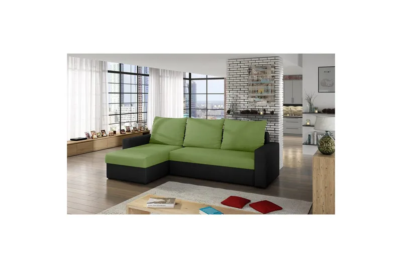 Seksjon Eltap Livio 237x150x72 cm - Alova 42, Alova, Grønn, Svart - Møbler - Sofaer - Sovesofaer