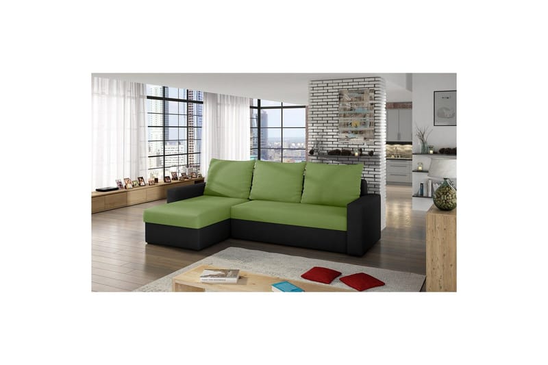 Seksjon Eltap Livio 237x150x72 cm - Alova 42, Alova, Grønn, Svart - Møbler - Sofaer - Sovesofaer
