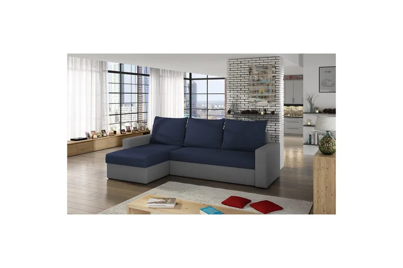 Seksjon Eltap Livio 237x150x72 cm - Alova 79, Alova 10, Blå, Grå - Møbler - Sofaer - Sovesofaer