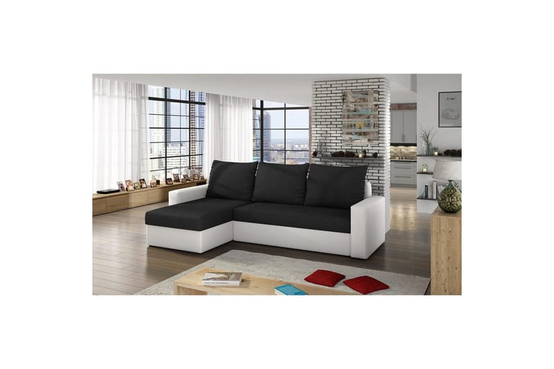 Seksjon Eltap Livio 237x150x72 cm - Sawana 14, Soft 17, Svart, Hvit - Møbler - Sofaer - Sovesofaer