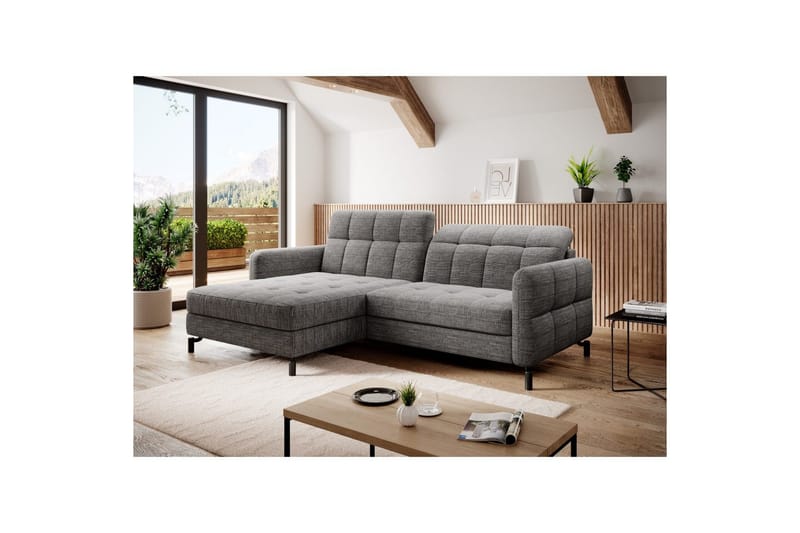Seksjon Eltap Lorelle 225x160x105 cm - Berlin 01, Grå, Venstre - Møbler - Sofaer - Sovesofaer
