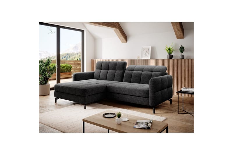 Seksjon Eltap Lorelle 225x160x105 cm - Berlin 02, Svart, Venstre - Møbler - Sofaer - Sovesofaer