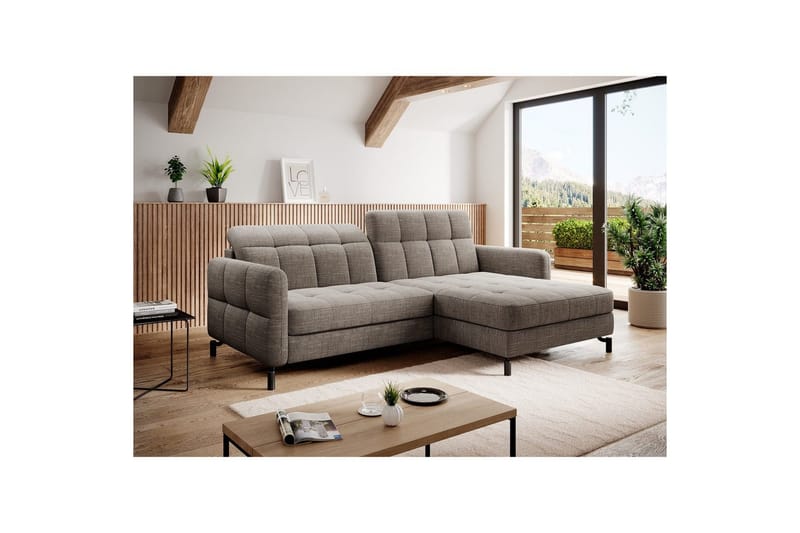 Seksjon Eltap Lorelle 225x160x105 cm - Berlin 03, Beige, Høyre - Møbler - Sofaer - Sovesofaer