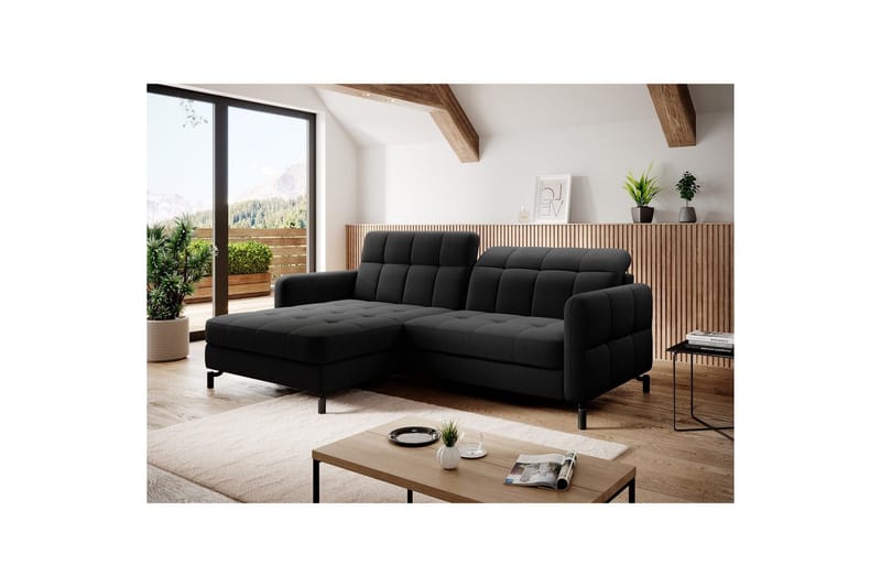 Seksjon Eltap Lorelle 225x160x105 cm - Inari 100, Svart, Venstre - Møbler - Sofaer - Sovesofaer