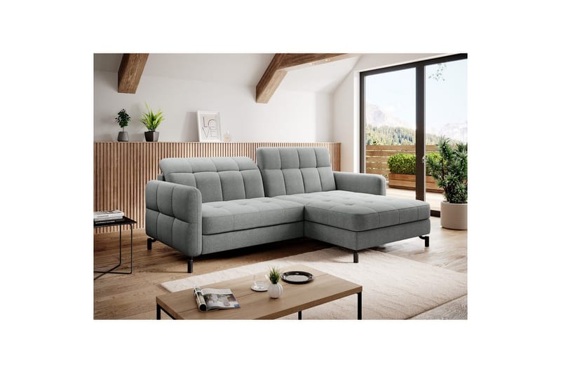 Seksjon Eltap Lorelle 225x160x105 cm - Inari 91, Grå, Høyre - Møbler - Sofaer - Sovesofaer