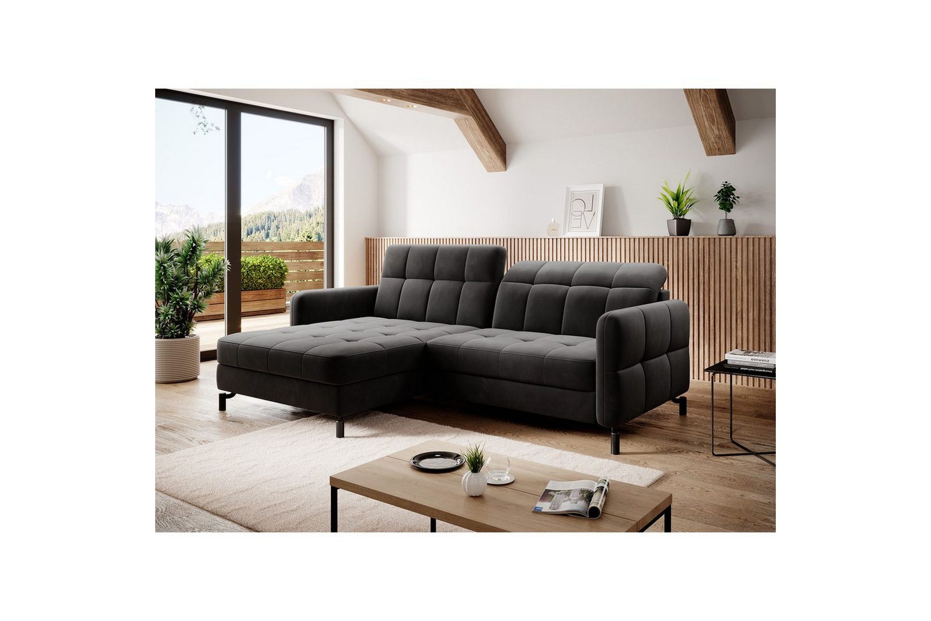 Seksjon Eltap Lorelle 225x160x105 cm - Kronos 07, Svart, Venstre