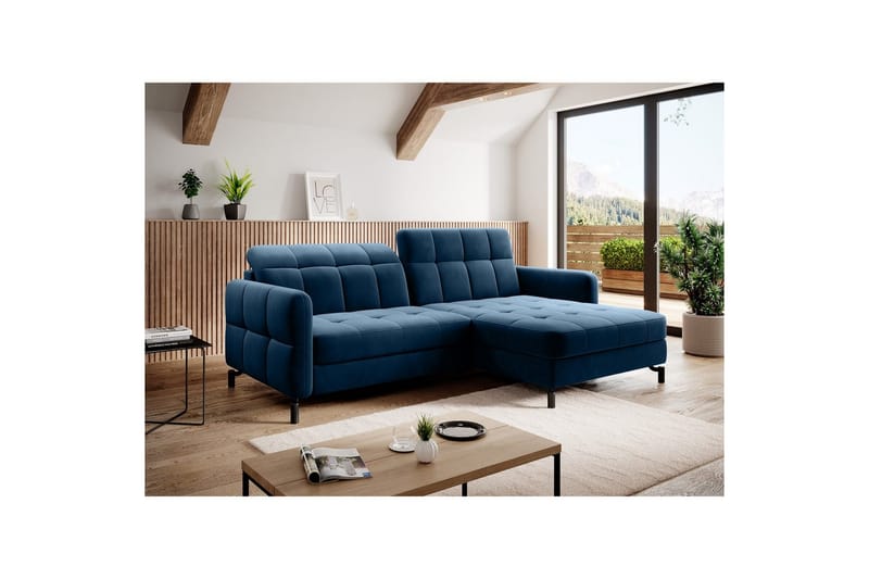 Seksjon Eltap Lorelle 225x160x105 cm - Kronos 09, Mørk Blå, Høyre - Møbler - Sofaer - Sovesofaer