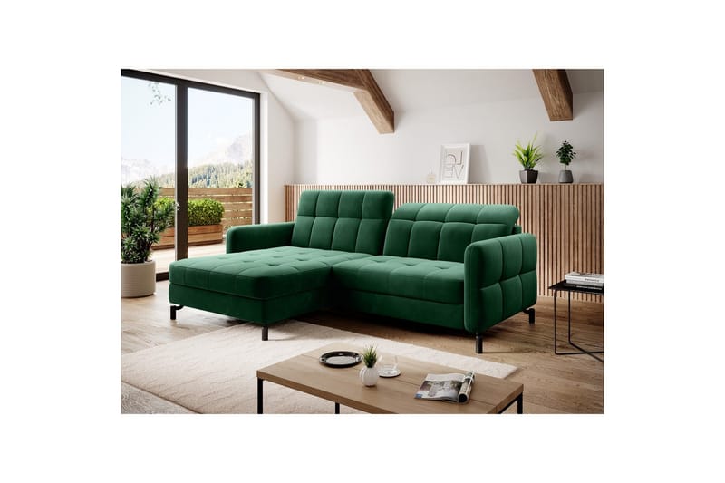 Seksjon Eltap Lorelle 225x160x105 cm - Kronos 19, Mørk Grønn, Venstre - Møbler - Sofaer - Sovesofaer