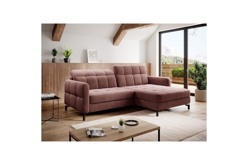 Seksjon Eltap Lorelle 225x160x105 cm - Kronos 29, Rosa, Høyre - Møbler - Sofaer - Sovesofaer
