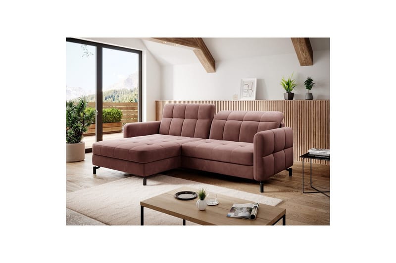 Seksjon Eltap Lorelle 225x160x105 cm - Kronos 29, Rosa, Venstre - Møbler - Sofaer - Sovesofaer