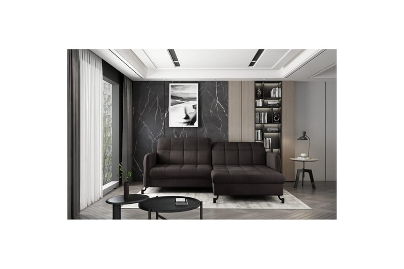 Seksjon Eltap Lorelle 225x160x105 cm - Mat Velvet 29, Brun, Høyre - Møbler - Sofaer - Sovesofaer