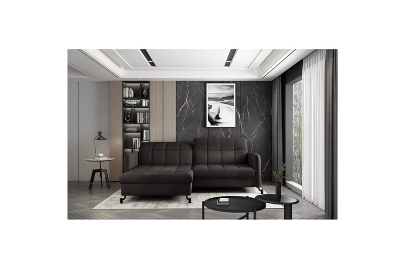 Seksjon Eltap Lorelle 225x160x105 cm - Mat Velvet 29, Brun, Venstre - Møbler - Sofaer - Sovesofaer