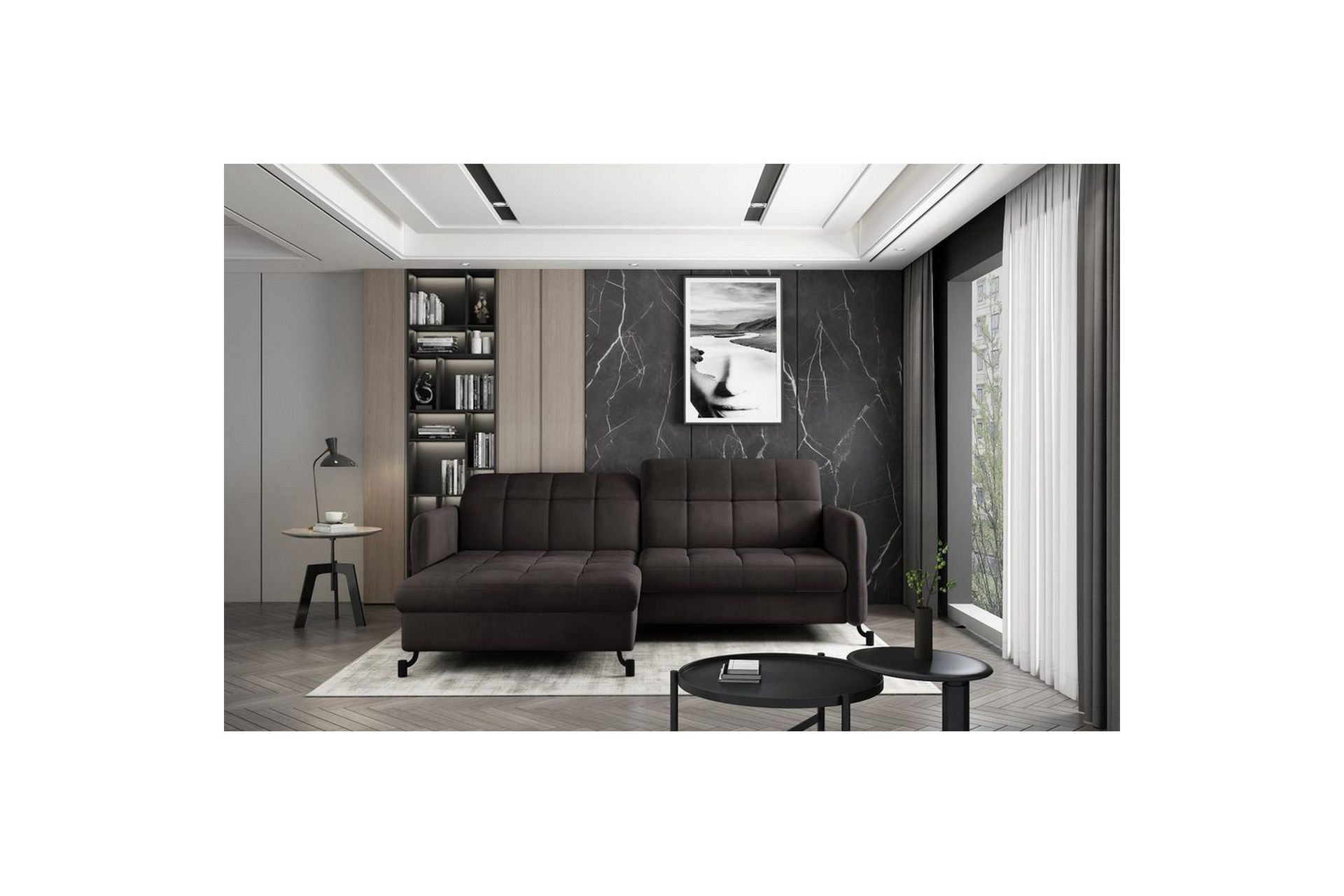 Seksjon Eltap Lorelle 225x160x105 cm - Mat Velvet 29, Brun, Venstre