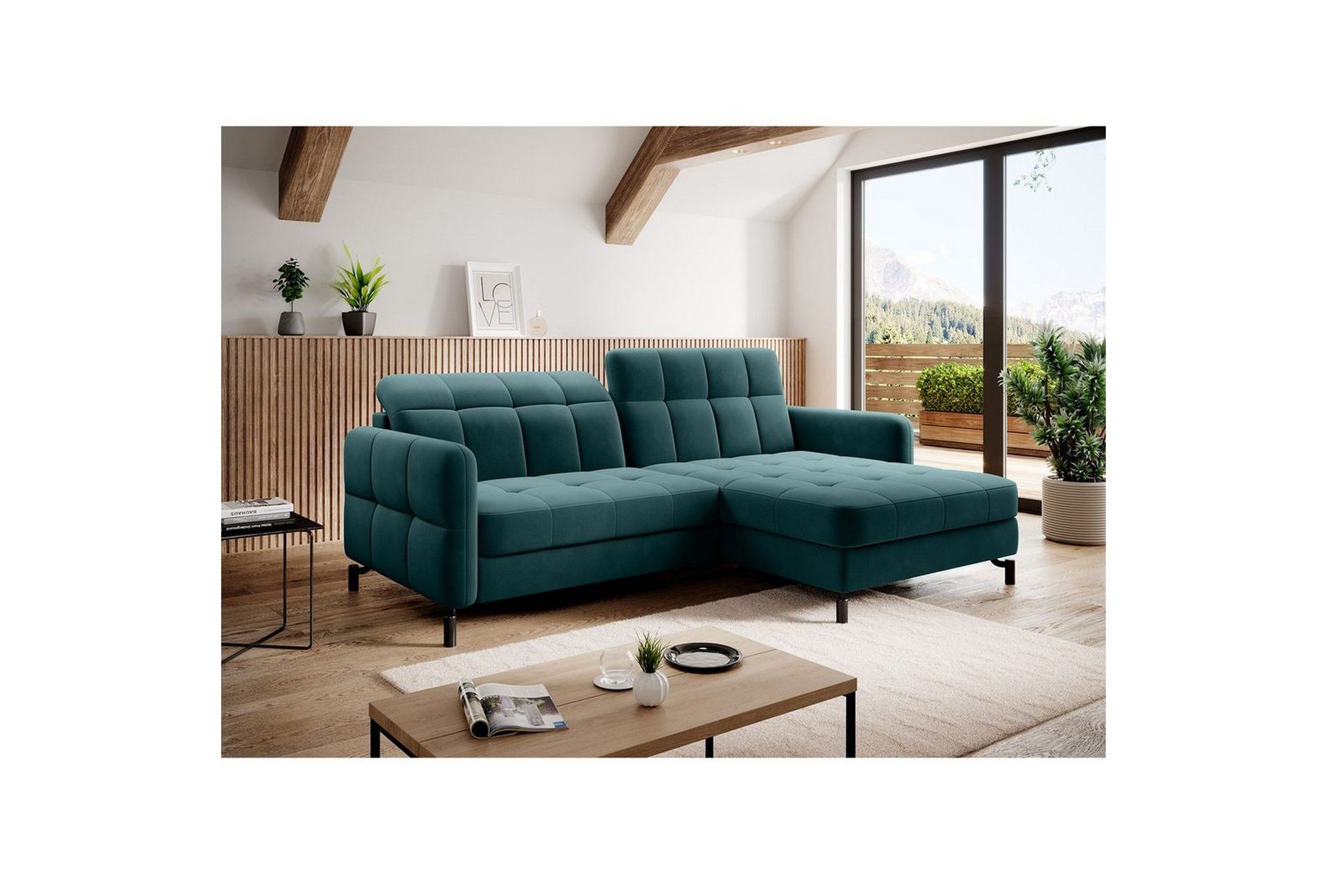 Seksjon Eltap Lorelle 225x160x105 cm - Mat Velvet 75, Grønn, Høyre
