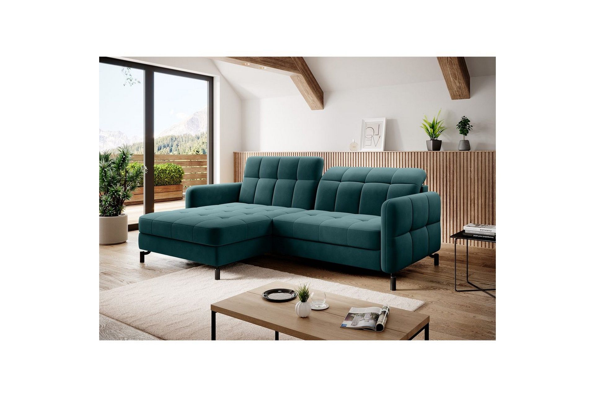 Seksjon Eltap Lorelle 225x160x105 cm - Mat Velvet 75, Grønn, Venstre