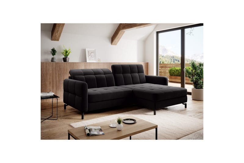 Seksjon Eltap Lorelle 225x160x105 cm - Mat Velvet 99, Blå, Høyre - Møbler - Sofaer - Sovesofaer