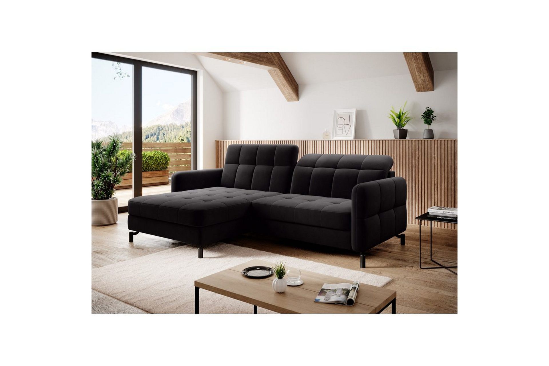 Seksjon Eltap Lorelle 225x160x105 cm - Mat Velvet 99, Blå, Venstre