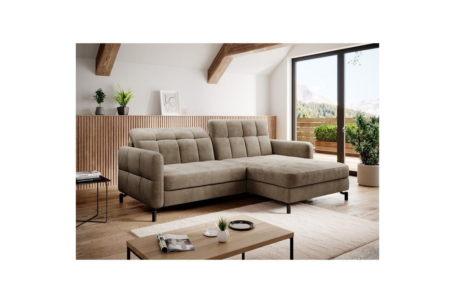 Seksjon Eltap Lorelle 225x160x105 cm - Monolith 09, Mørk Beige, Høyre