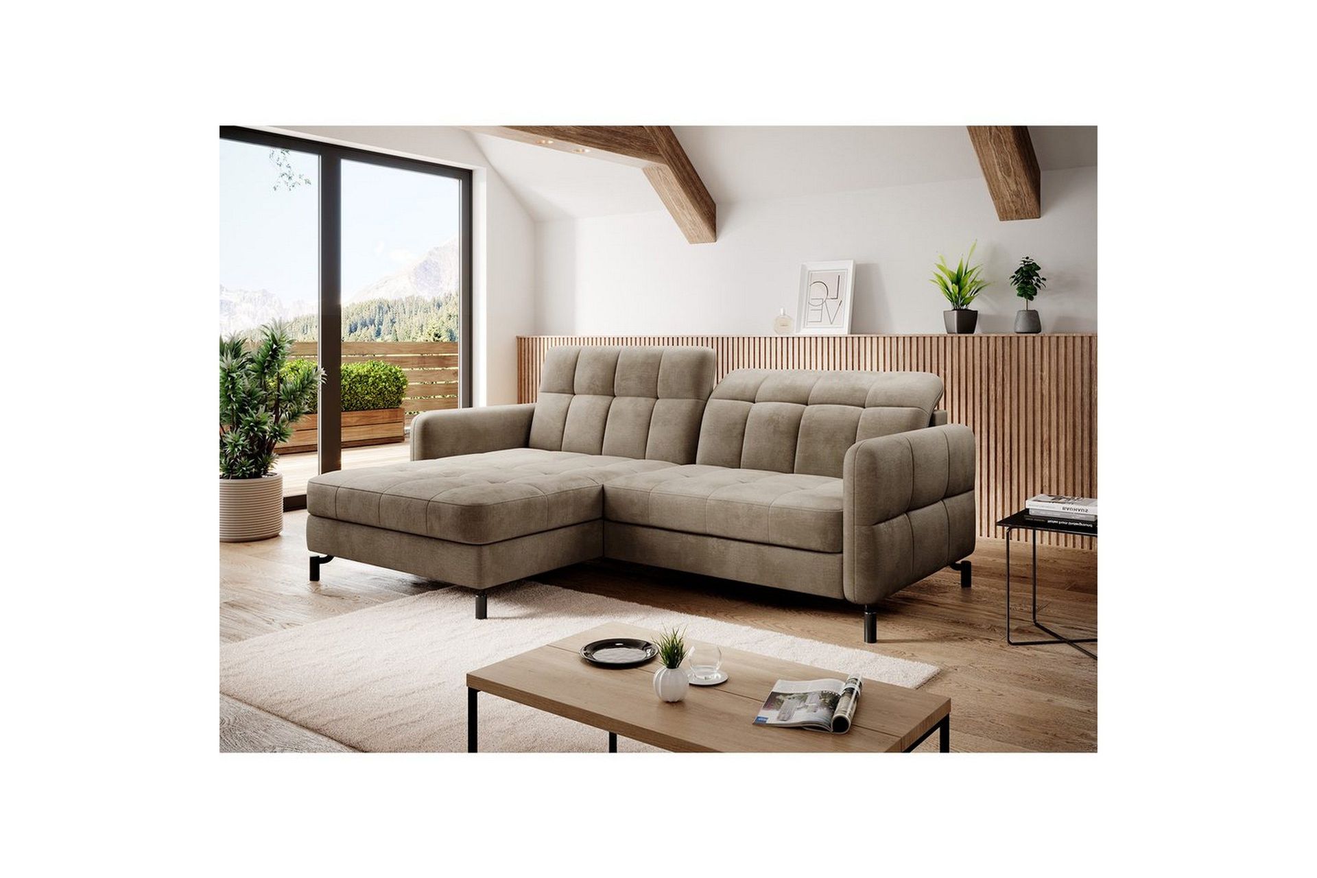 Seksjon Eltap Lorelle 225x160x105 cm - Monolith 09, Mørk Beige, Venstre