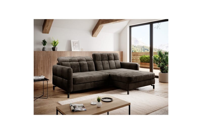 Seksjon Eltap Lorelle 225x160x105 cm - Monolith 29, Mørk Brun, Høyre - Møbler - Sofaer - Sovesofaer