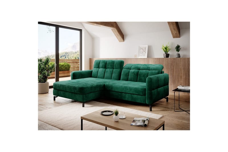 Seksjon Eltap Lorelle 225x160x105 cm - Monolith 37, Grønn, Venstre - Møbler - Sofaer - Sovesofaer