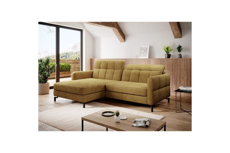 Seksjon Eltap Lorelle 225x160x105 cm - Monolith 48, Gul, Venstre - Møbler - Sofaer - Sovesofaer