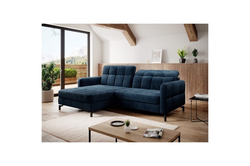 Seksjon Eltap Lorelle 225x160x105 cm - Monolith 77, Blå, Venstre - Møbler - Sofaer - Sovesofaer